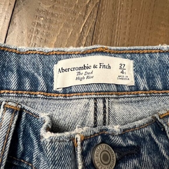 Abercrombie & Fitch The Dad High Rise Jeans Straight Distressed Size 27/4s - Picture 8 of 8